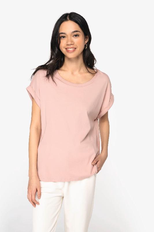 T-shirt écoresponsable à manches à revers femme - 100% coton biologique - Réf: NS309_0