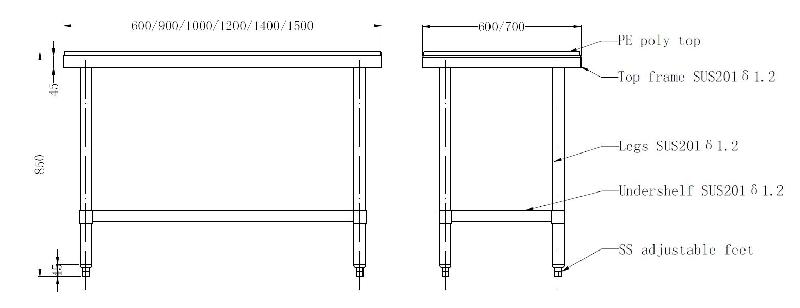 Table de découpe avec étagère démontable 700 - 7490.0285_0