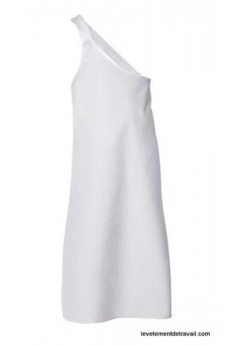 Tablier boucher - charcutier blanc 100% coton sergé - dimensions 100x130 cm - lavage à 95°_0