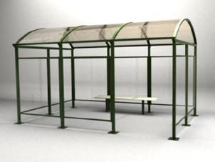 Abri fumeurs métallique 5x2,5 m - structure en tube carré, vitrage sécurit et toiture en polycarbonate_0