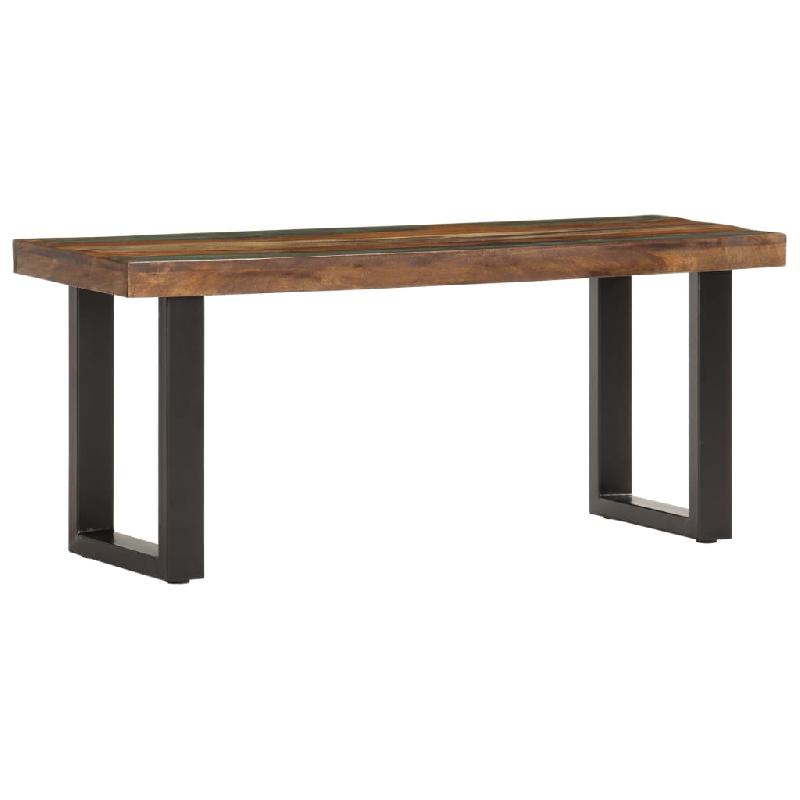BANC BANQUETTE 110 X 35 X 46 CM BOIS DE RÉCUPÉRATION SOLIDE ET ACIER 02_0011005_0