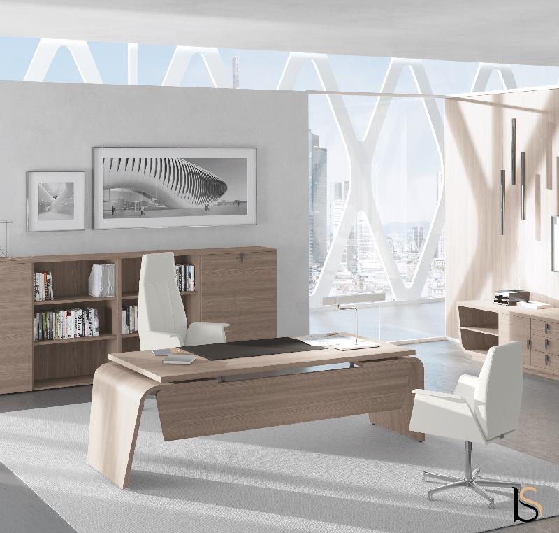 Bureau de direction droit Larus finition bois - Dellarovere - 210, Noyer_1