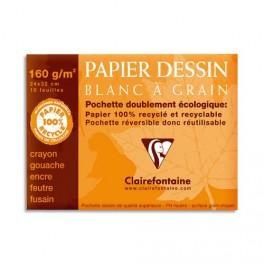 CLAIREFONTAINE POCHETTE DE 10 FEUILLES PAPIER DESSIN BLANC A3 180G REF-96185