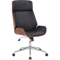 CLP Fauteuil de bureau Varel en similicuir avec coque de siège en bois Noyer / Noir - marron polyester 314569_0