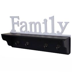 Décoshop26 - Porte-manteau mural Famille étagère avec 4 crochets 30x60x13cm en bois noir / blanc 04_0001016 - blanc 3000572932690_0
