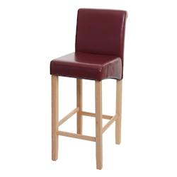 Décoshop26 - Tabouret de bar chaise comptoir x1 assise en PVC rouge-marron pieds en bois clairs 04_0008583 - marron 3000262635337_0
