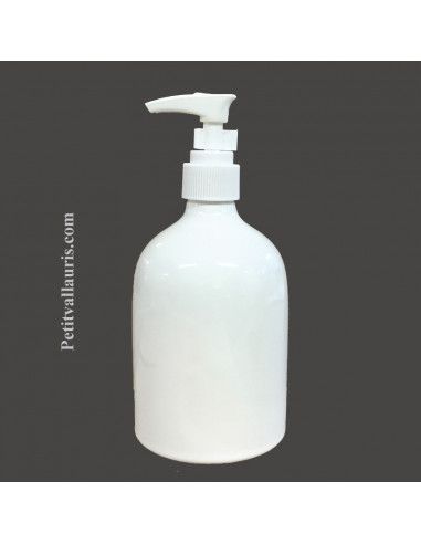 Distributeur de savon - Le Petit Vallauris - en céramique émaillée blanche unie - 16 cm - production artisanale française_0