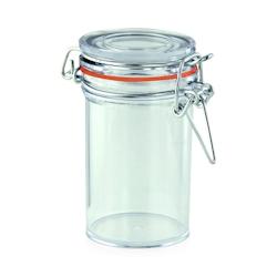 ECOLOMIQUE - 12 Pcs - Bocal plastique PS transparent rond - 80 ml, Diam: 4,8 cm, Hauteur: 7,6 cm - ECO210SEAL80 - transparent plastique ECO210SEAL80_0