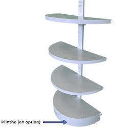 EUROP'METAL Terminaison de Gondole Centrale DEMI-RONDE Blanc H.143xP.30cm - Base + 3 Tablettes Supérieures - TG9PROF300 - Acier Blanc 3701487200774_0