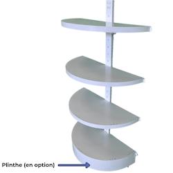 EUROP'METAL Terminaison de Gondole Centrale DEMI-RONDE Blanc H.143xP.30cm Base + 3 Tablettes supérieures TG9PROF300 - blanc acier 3701487200774_0