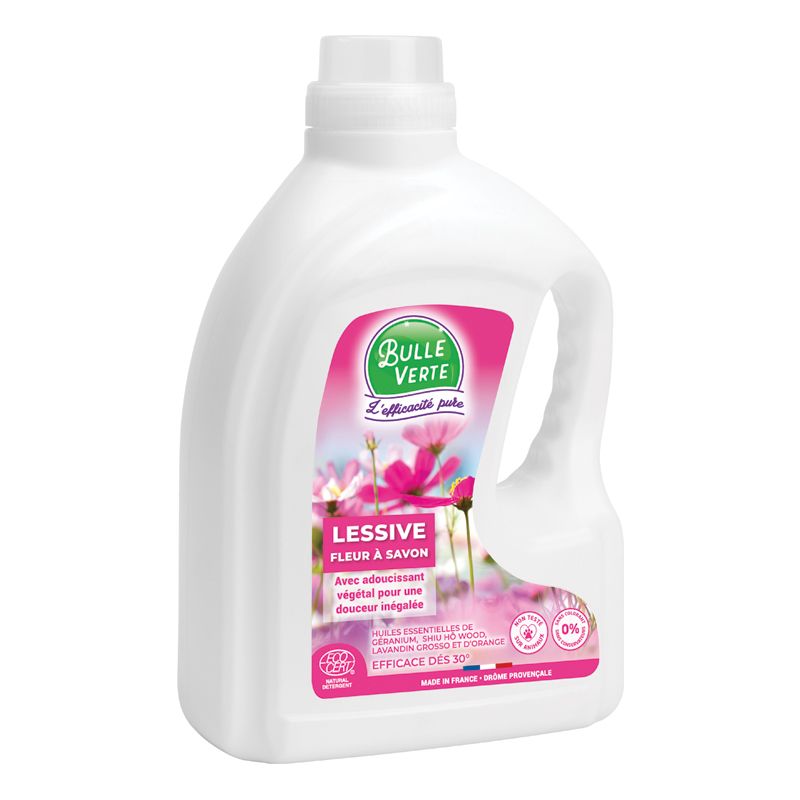 Lessive fleur à savon - Bulle verte - 40 lavages - Parfum végétal - Certifiée ECOCERT_0