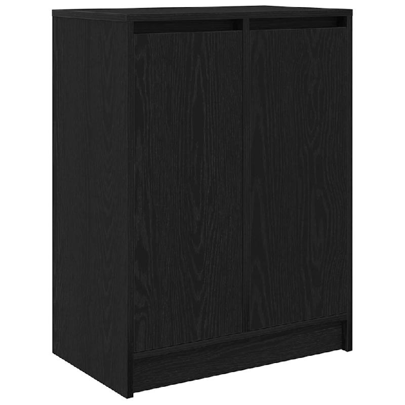 Helloshop26 - Armoire à chaussures avec 2 portes et 8 étagères 57 x 34 x 76 cm style moderne en bois d'ingénierie chêne noir 02_0051770 - noir Bo_0