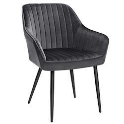 Helloshop26 - Chaise de salle à manger fauteuil siège rembourrée avec accoudoirs largeur d'assise 49 cm pieds en métal revêtement en 12_0004905 -_0