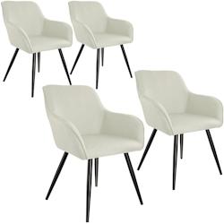 Tectake 4 Chaises Marilyn aspect lin noir - crème/noir -404675 - beige plastique 404675_0