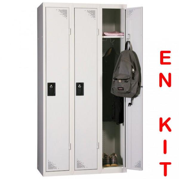 Vestiaire industrie propre - 3 cases - livré démonté - Gris - Marque Rolléco_0