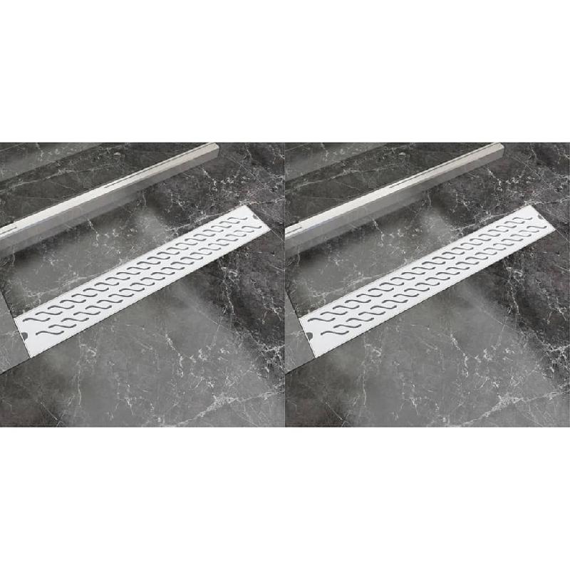 Vidaxl drain de douche linéaire 2 pcs vague 730x140mm acier inoxydable 275961_0
