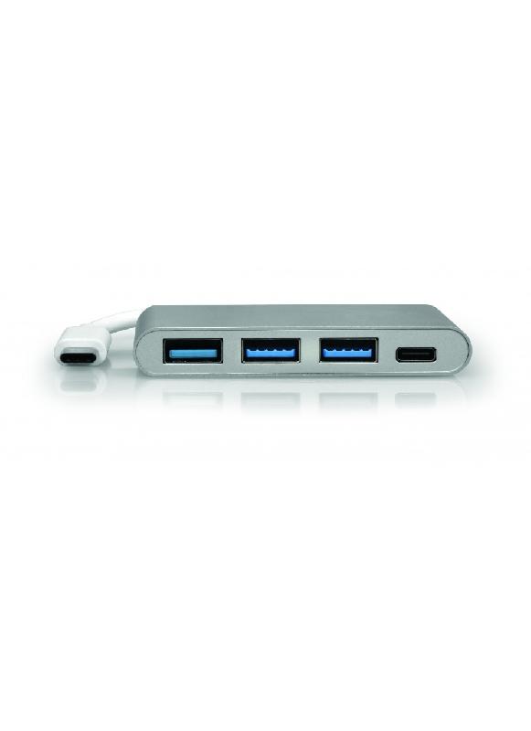 PORT DESIGNS 900122 - Hub & Concentrateur USB 3.2 Gen 1 (3.1 Gen 1) Type-C avec 4 ports - Argent/Blanc_0