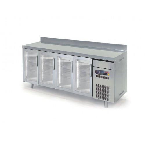 ARRIÈRE BAR VITRÉ RÉFRIGÉRÉ EN INOX PROFESSIONNEL S-LINE CORECO - 4 PORTES