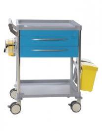 Chariot de soins hospitalier - 2 tiroirs - Bleu ciel - 63004 - Aluminium et Inox AISI 304_0