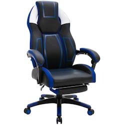 CLP Fauteuil de bureau Gamer Clovis en similicuir Noir / Bleu - bleu polyester 315478_0