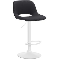 Décoshop26 - Tabouret de bar chaise haute x1 avec repose-pieds en tissu noir piètement métallique blanc 10_0004619 - blanc 3000252200439_0
