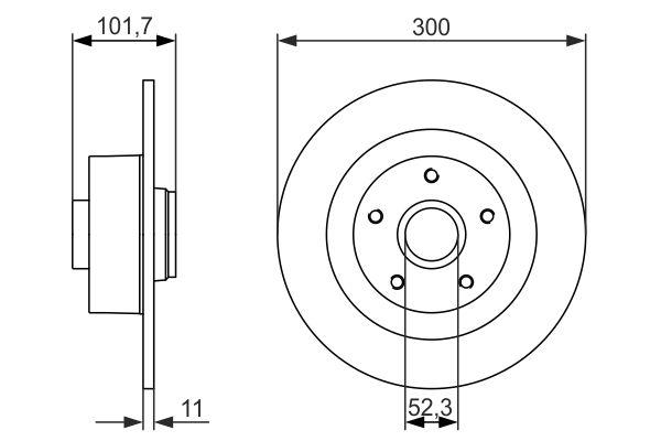 Disque de frein Bosch 0986479573 - arrière - plein - 5 trous - épaisseur 11 mm_0