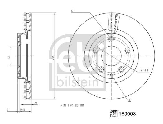 Disque de frein ventilé intérieur FEBI BILSTEIN 180008 - Avant - Boîte de 1 disque_0