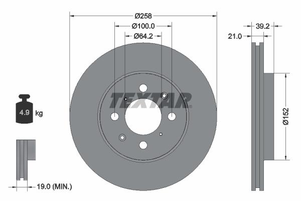 Disque de frein ventilé Textar 92165900 - boîte de 1 disque_0