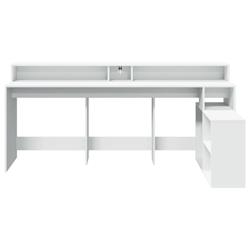 Helloshop26 - Bureau table poste de travail meuble d'ordinateur informatique étude avec lumières LED 200 x 104 x 91 cm bois 02_0023409 - 3000214307596_0