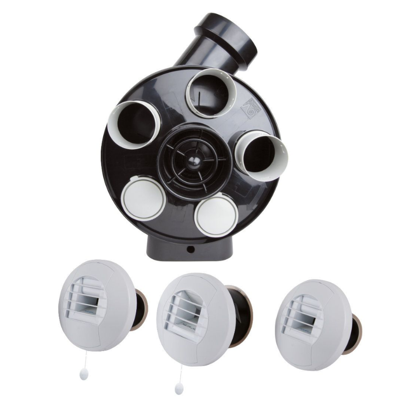 Kit Hygro B VMC simple flux hygroréglable PENTA ES + 3 bouches électriques - Axelair - KHBEST5160_0