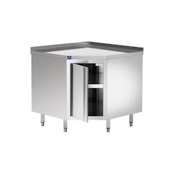 Meuble d'Angle Inox avec Porte Battante et Dosseret 900 x 600 mm - Mastro - 7864909764165_0