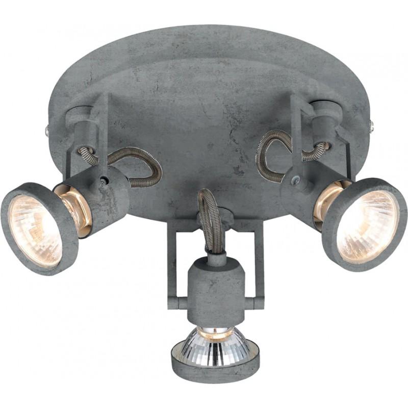 Plafonnier spot industriel LED 3 têtes Concreto 19 cm - béton - 360 lm - 3000K - culot GU10 - IP20_0