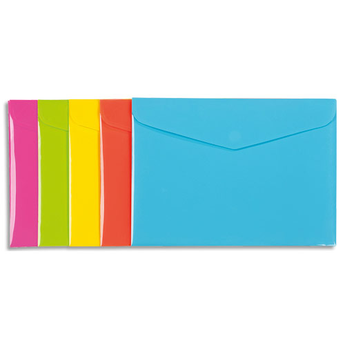 POCHETTE ENVELOPPE VIQUEL HAPPY FLUO - POLYPROPYLENE 2/10EME - FORMAT 33,5 X 24 CM - COLORIS ASSORTIS - LOT DE 25