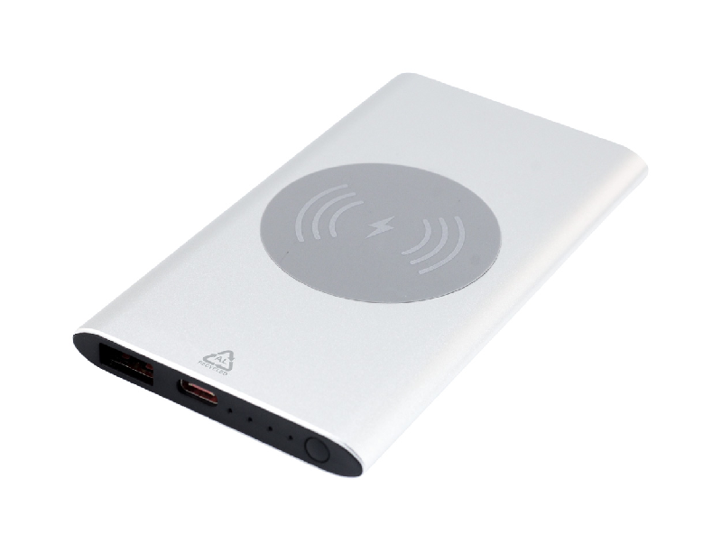 Power Bank USB en aluminium recyclé - Chargeur rapide sans fil 15W - Batterie 4000 mAh_0