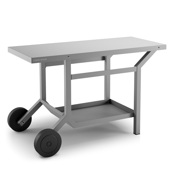 TABLE ROULANTE TRA G ACIER GRIS ANTHRACITE MAT POUR PLANCHA FORGE ADOUR