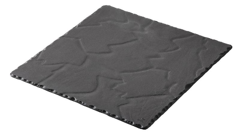ASSIETTE PLATE CARRÉ NOIR PORCELAINE 20X20 CM BASALT REVOL