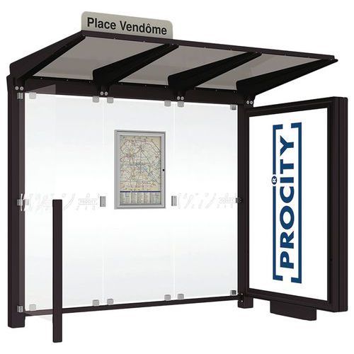 ABRI BUS VENISE 2.50 M CAISSON 1 BARDAGE LAT. NOIR 9005 - PROCITY