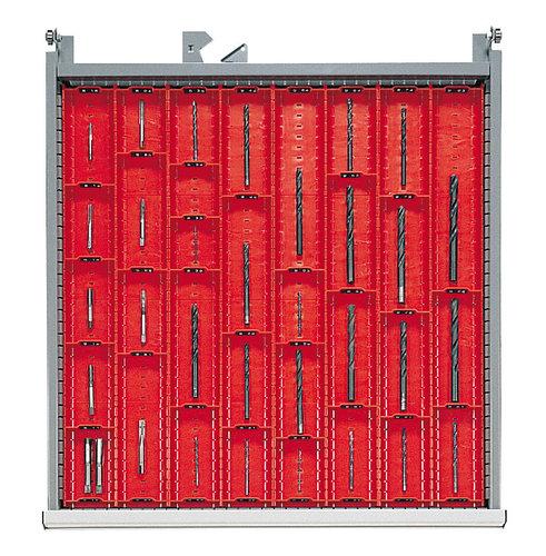 AGENCEMENT POUR TIROIR H.50 OU H.75 MM D'ARMOIRE MÉTALLIQUE M EN CANAUX PLASTIQUE - 16 COULOIRS DIAM
