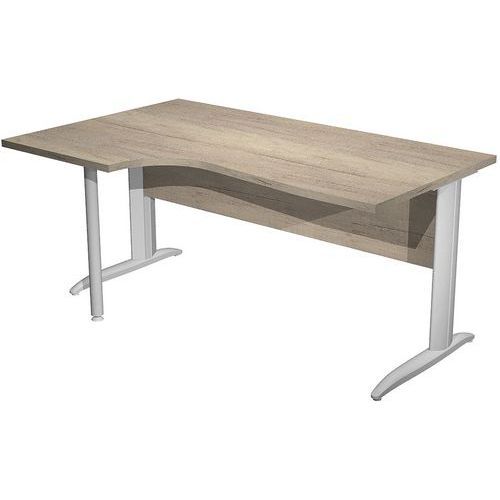 BUREAU 90°GAUCHE PIEDS L MÉTAL FAST 160 CHÊNE CANADIEN ALU