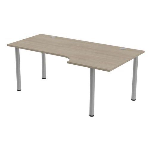 BUREAU TUBO COMPACT DROITE 180 X 100 CM CHÊNE GRIS ALU - MBA