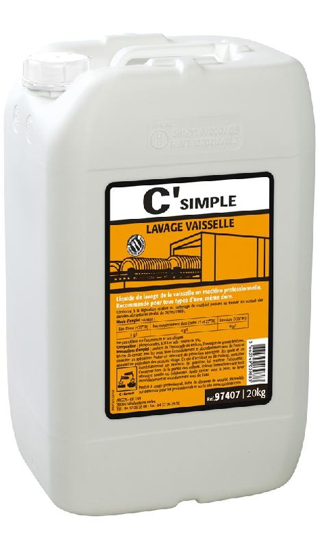 C'SIMPLE - Lave-vaisselle - 2 bidons de 20kg - Liquide fluide incolore à jaune pâle_0