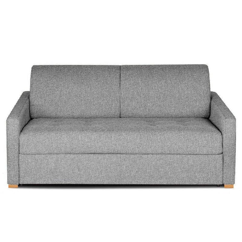 Canapé convertible express Birdy 140 cm - matelas 16 cm mono assise capitonnée tweed gris silex - fabrication italienne_0