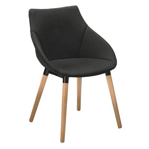 CHAISE ANET - TISSU AVEC ACCOUDOIRS - NOIR