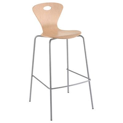 CHAISE HAUTE TIC - COQUE HETRE NATUREL - 4 PIEDS GRIS ALUMINIUM