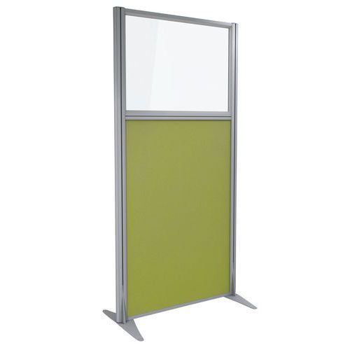 CLOISON KPRIM ACCOUSTIQUE VERRE/TISSU FOUGÈRE PROFIL ARGENT 165X81CM - CLEN