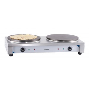 Crêpière double 35 électrique - châssis rond en inox - plaque en fonte ø350 mm usinage ultra fin_0