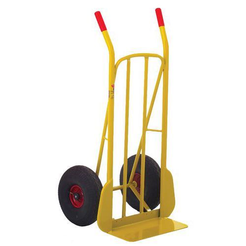 DIABLE ACIER F: 250 KG ROUES PNEUMATIQUES SIMPLE PELLE JAUNE