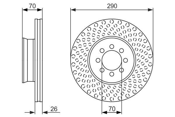 Disque de frein ventilé Bosch 0986479602 - avant - 8 trous - épaisseur 26 mm_0
