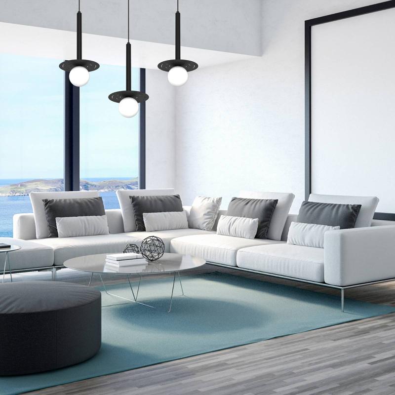 EKO-LIGHT SUSPENSION FUTURA, NOIRE/BLANCHE, À 3 LAMPES