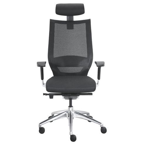 FAUTEUIL DE BUREAU FORTIS TISSU ET MAILLE - AVEC ACCOUDOIRS, APPUI-TÊTE, RÉGLAGE PROFONDEUR D’ASSISE ET SOUTIEN LOMBAIRE - MÉCANISME SYNCHRONE + RÉGLAGE PROFONDEUR D’ASSISE